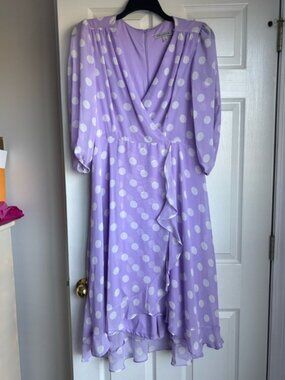 Danny & Nicole Lavender Polka Dot Maxi Dress
